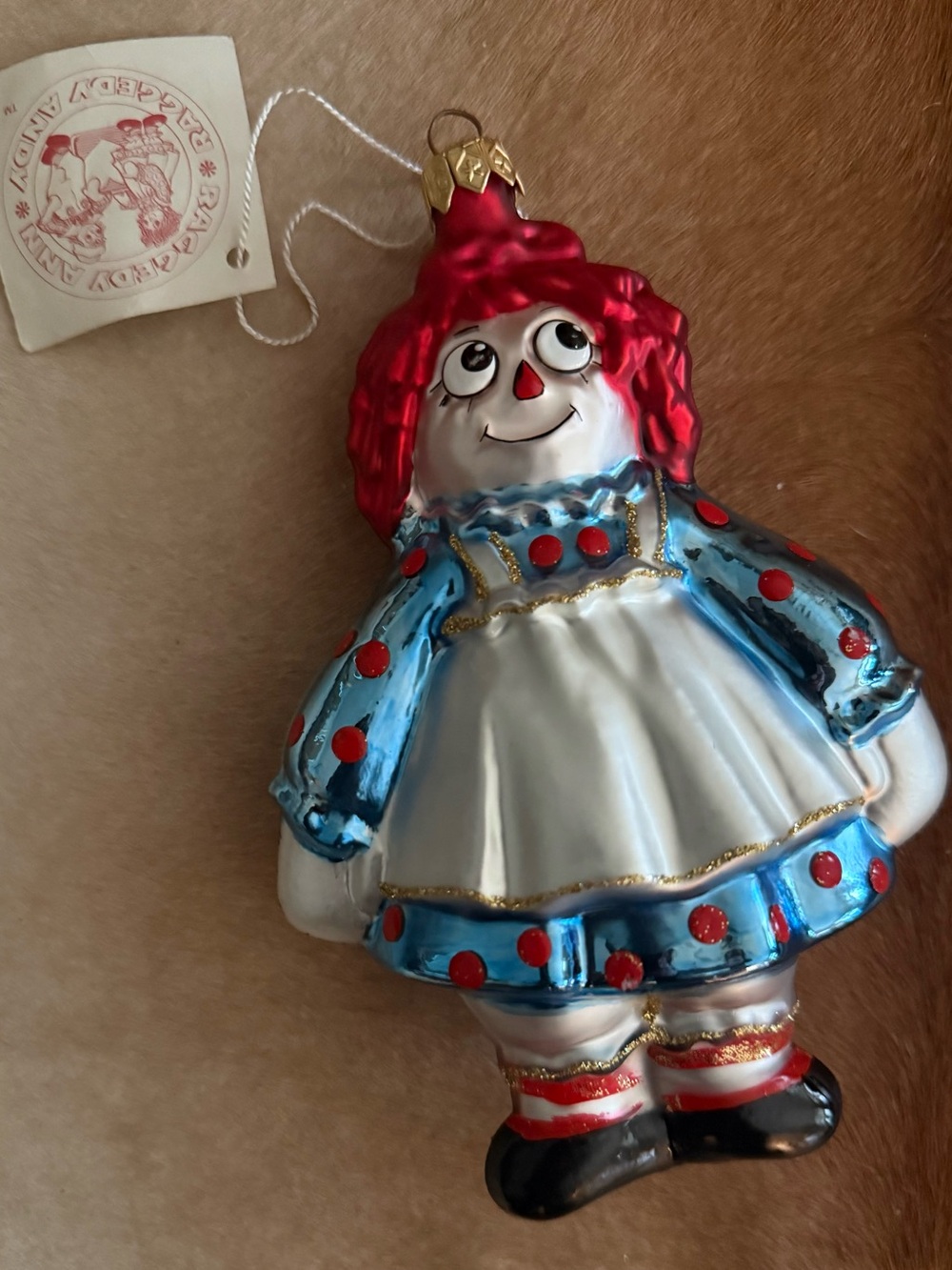 Vintage Kurt S. Adler Raggedy Ann Polonaise Collection Tree Ornament Glass 1997